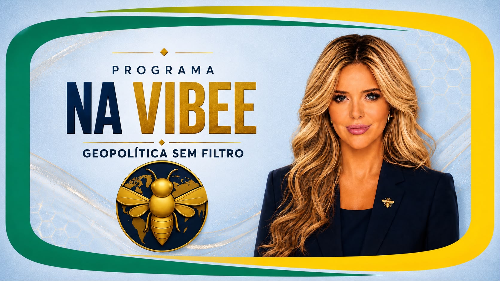 Andrea Orsi em cena apresentando o programa Na Vibee no estúdio da TV Judaica.
